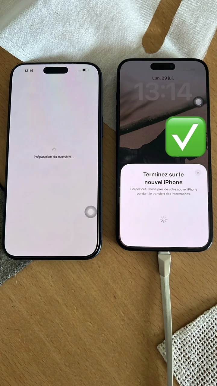 Transfert et validation de données entre appareils Apple